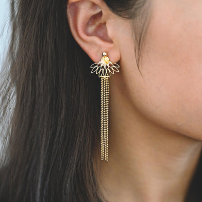 4pcs Chain Tassel Charms, Gold plated Brass, Tassel Earring Components (GB-1277)