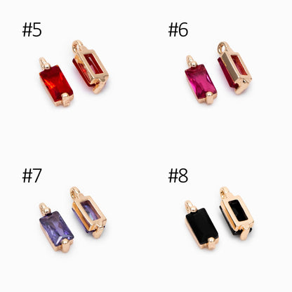 10pcs Glass Pave Gold Rectangle Charm, Earring Findings, Jewelry Making, Jewelry Supplies (GB-3126)