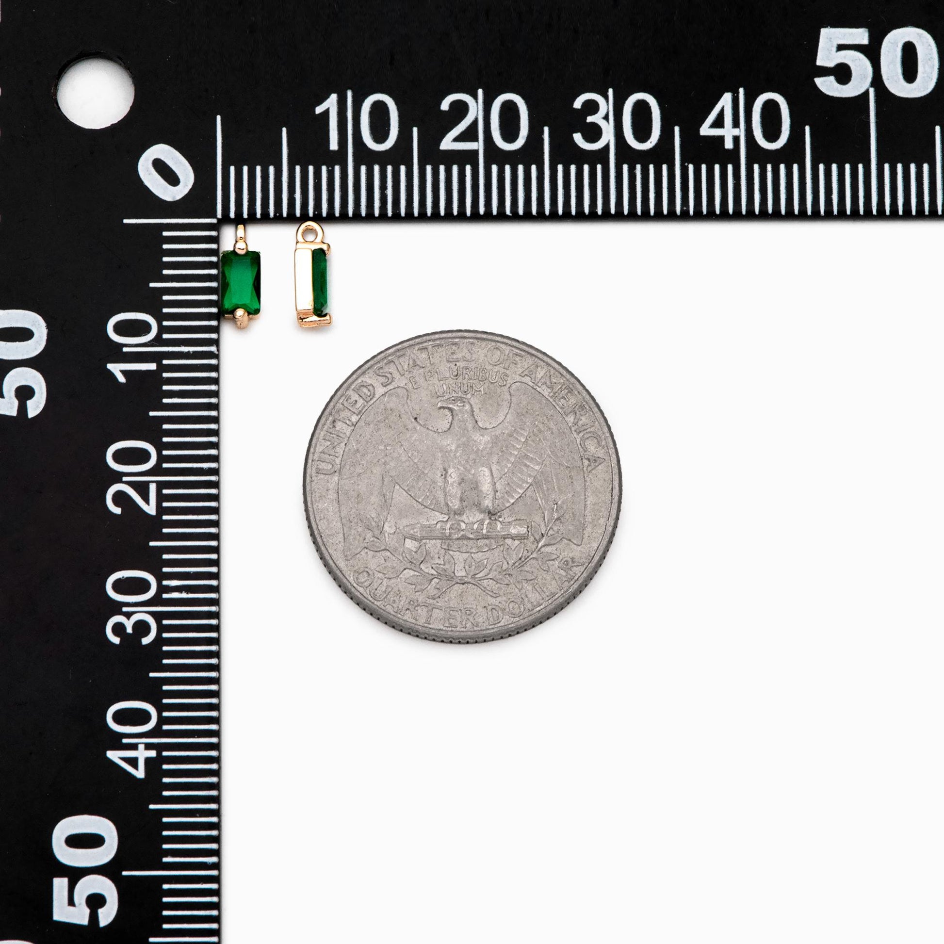 10pcs Glass Pave Gold Rectangle Charm, Earring Findings, Jewelry Making, Jewelry Supplies (GB-3126)