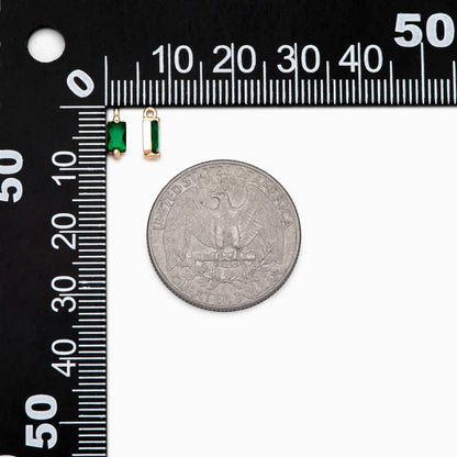 10pcs Glass Pave Gold Rectangle Charm, Earring Findings, Jewelry Making, Jewelry Supplies (GB-3126)