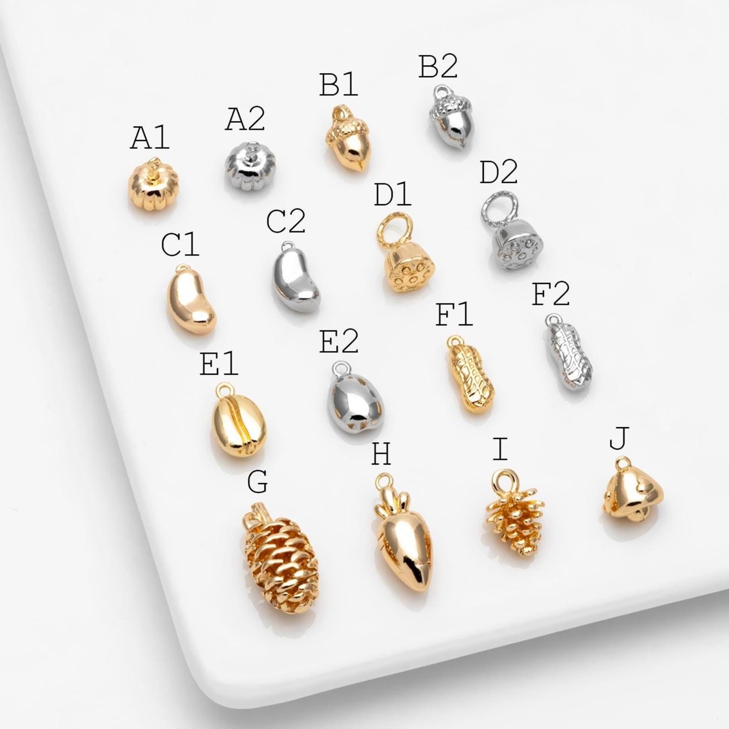 10pcs Gold/ Silver Nut Charms , 18K Gold/ Rhodium plated Brass, Jewelry Making, Diy Material, Jewelry Supplies (GB-4589)