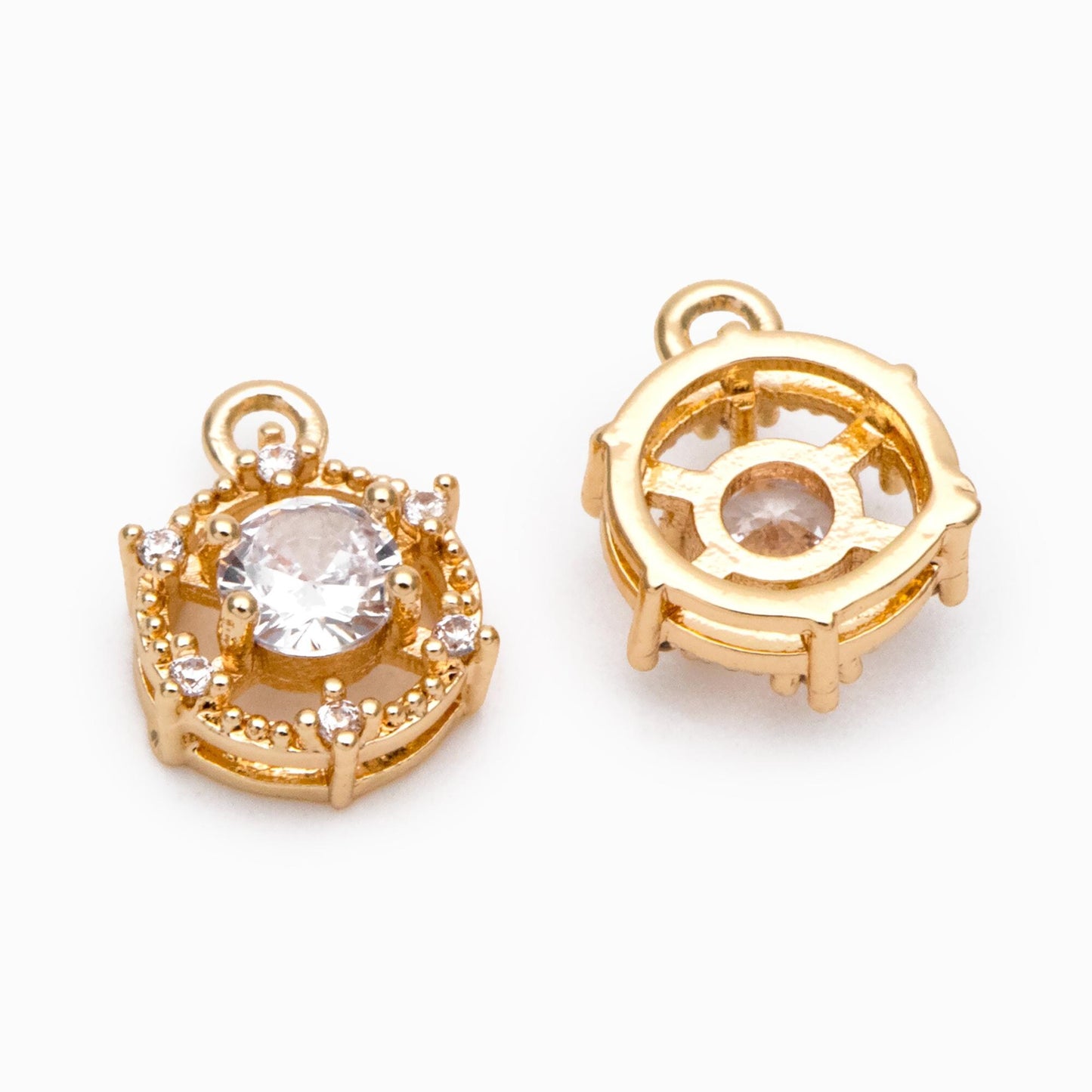 4pcs CZ Pave Round/ Square/ Heart/ Star Charms, Jewelry Making, Diy Material, Jewelry Supplies (GB-3116)