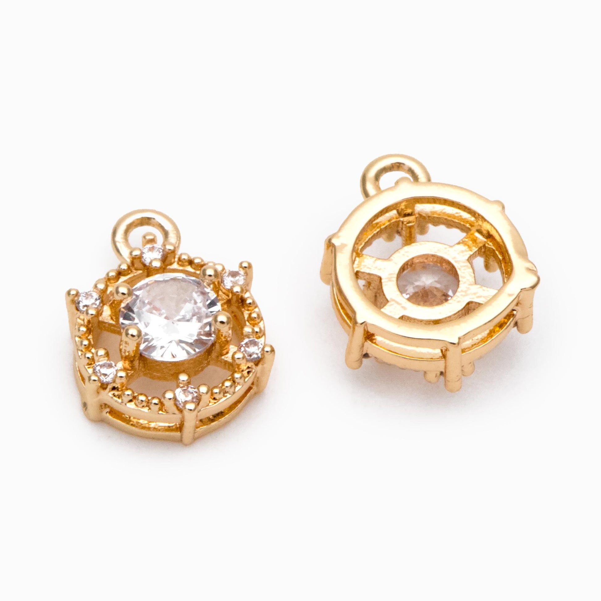 4pcs CZ Pave Round/ Square/ Heart/ Star Charms, Jewelry Making, Diy Material, Jewelry Supplies (GB-3116)