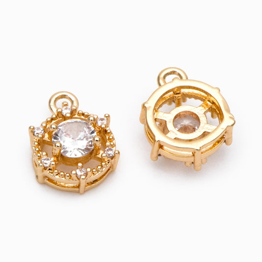 4pcs CZ Pave Round/ Square/ Heart/ Star Charms, Jewelry Making, Diy Material, Jewelry Supplies (GB-3116)