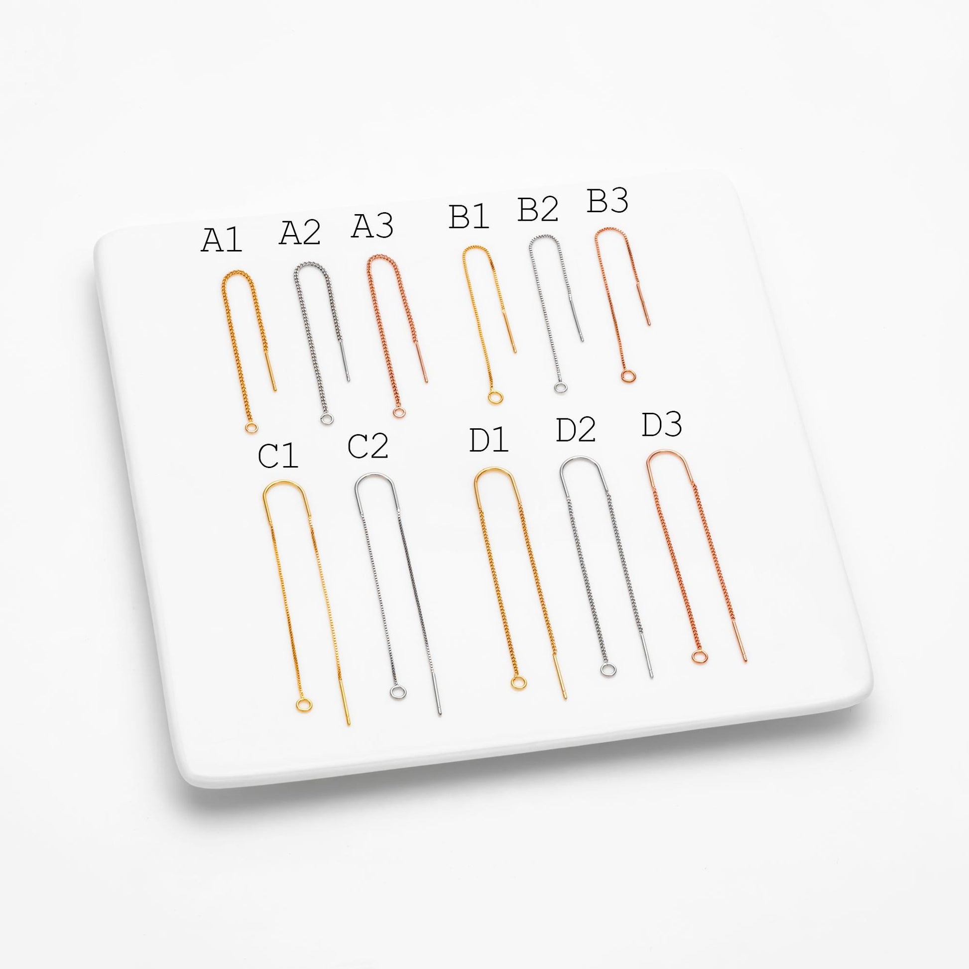 10pcs Gold/ Silver/ Rose Gold Ear Threader Earrings, Earwire Thread with Jump Ring, Color Not Easily Tarnish (GB-333)