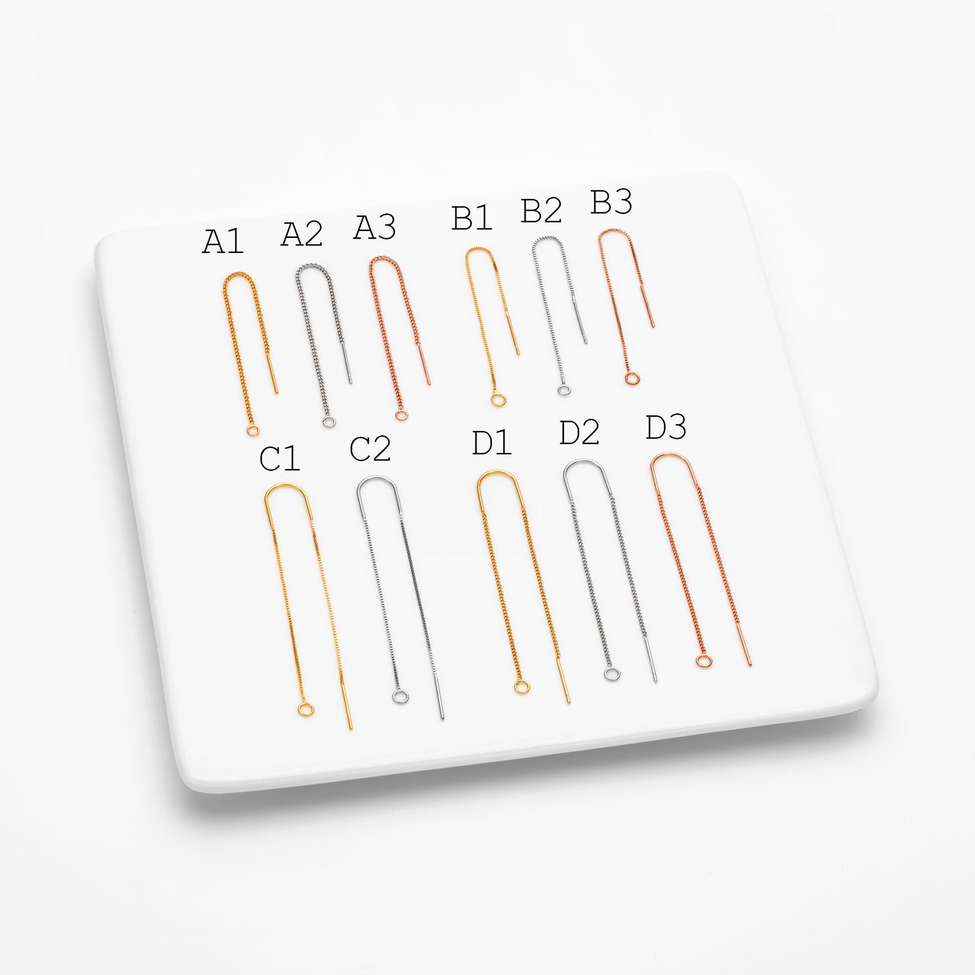 10pcs Gold/ Silver/ Rose Gold Ear Threader Earrings, Earwire Thread with Jump Ring, Color Not Easily Tarnish (GB-333)