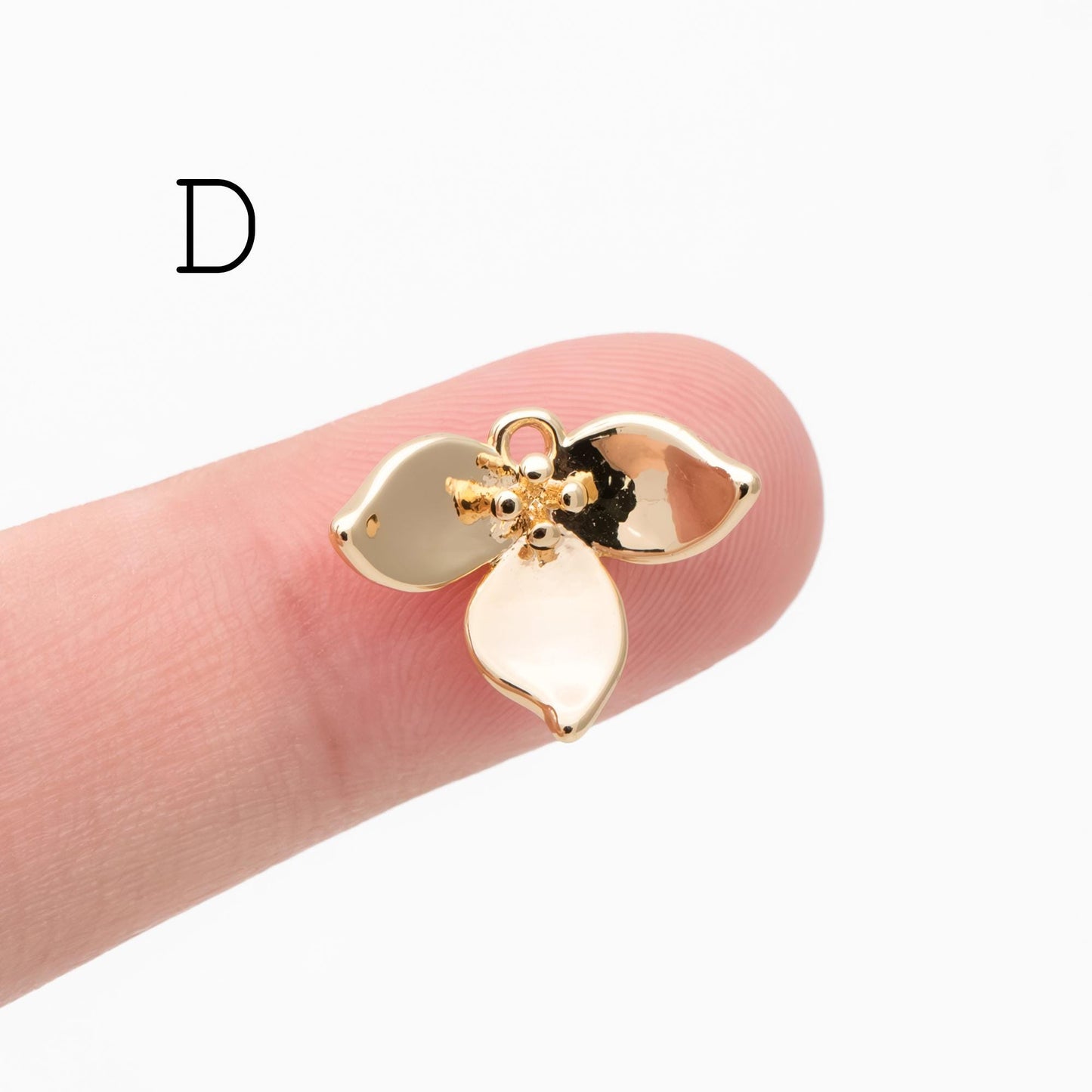 4pcs Gold/ Silver Tone CZ Pave Flower Leaf Charms , Real Gold/ Rhodium plated Brass, Dainty Earring Pendants (GB-978)