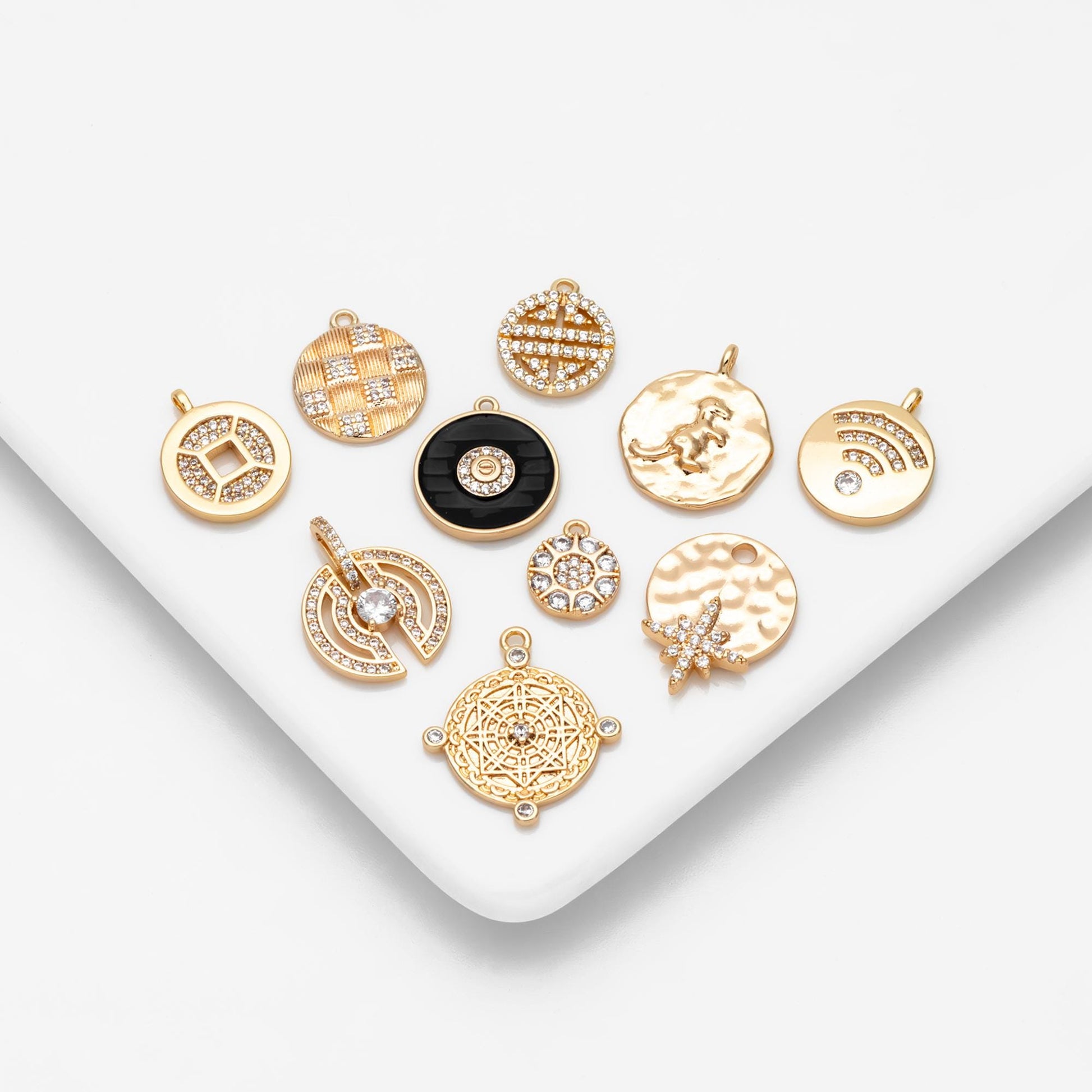 4pcs Gold Round Disc Charms , 18K Gold plated Brass, Jewelry Making, Diy Material, Jewelry Supplies (GB-3464)