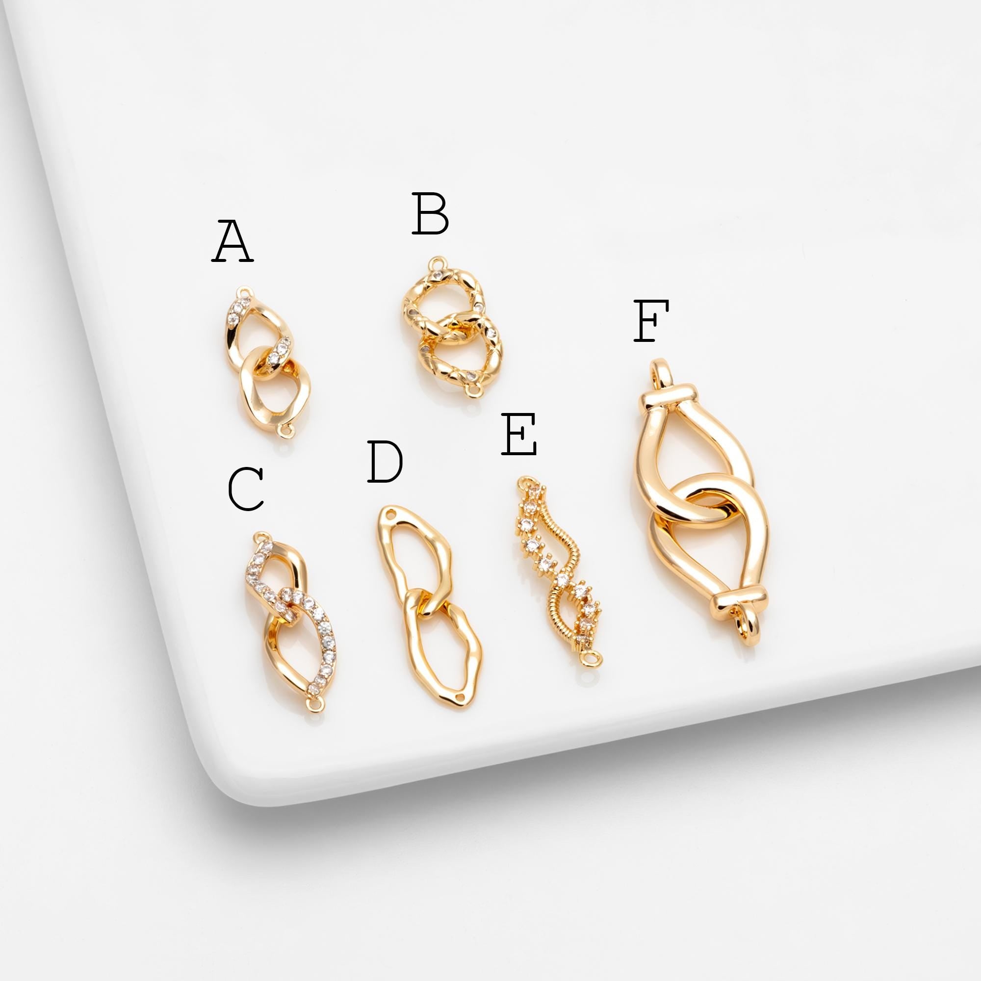 4pcs Gold Chain Connector Links, Bracelet Connector, Earring Findings, Jewelry Making, Diy Material, Jewelry Supplies (GB-2197)