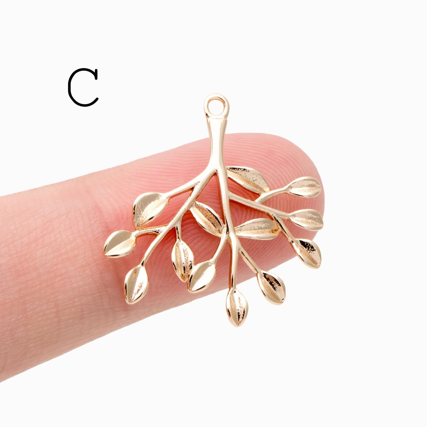 10pcs Gold Tree Leaf Flower Connectors, Gold Plated Brass, Branch Charms, Lead Nickel Free (GB-1010)