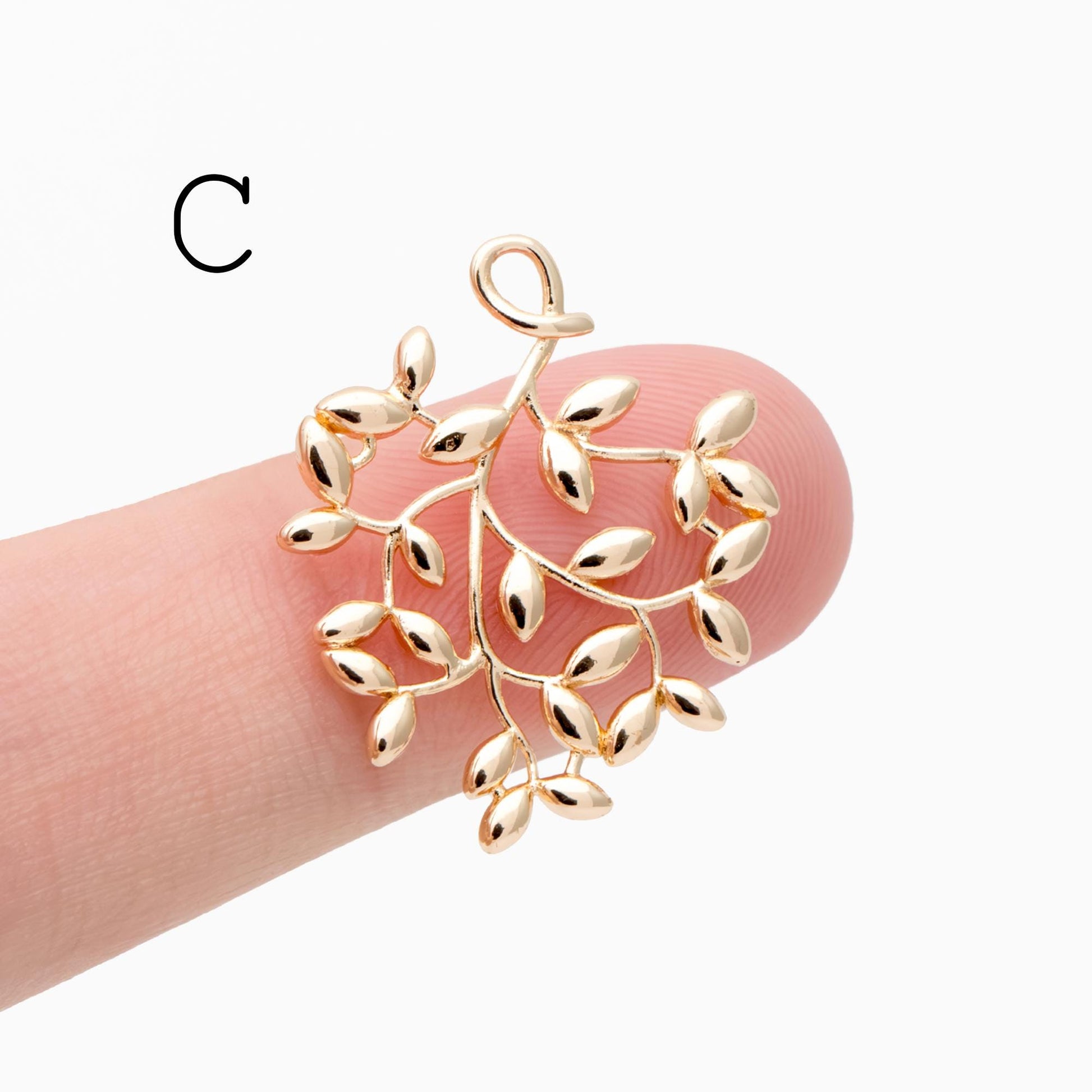 10pcs Gold Leaf Flower Charms , 18K Gold plated Brass, Dainty Earring Pendants (GB-3770)