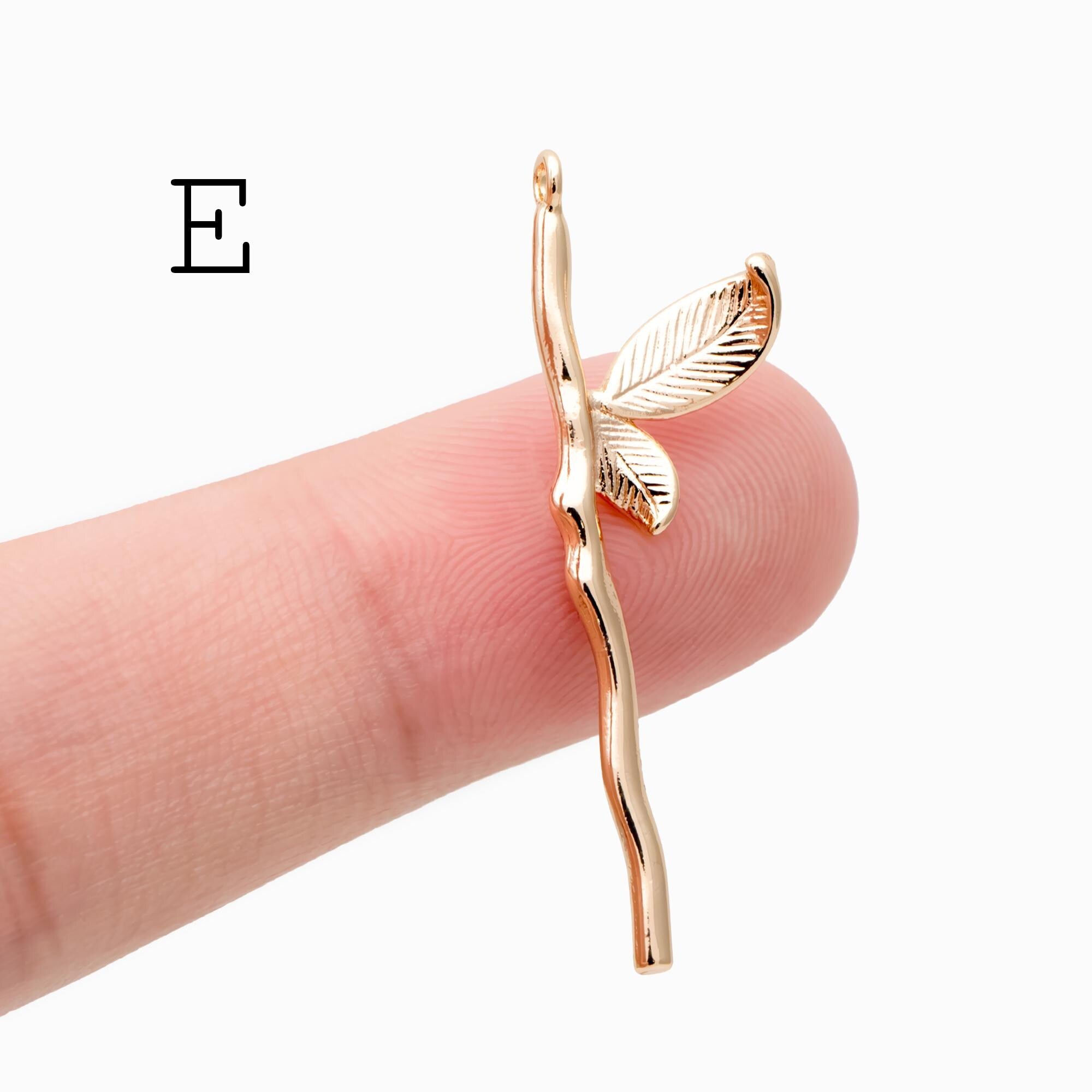 10pcs Gold Leaf Flower Charms , 18K Gold plated Brass, Dainty Earring Pendants (GB-3770)