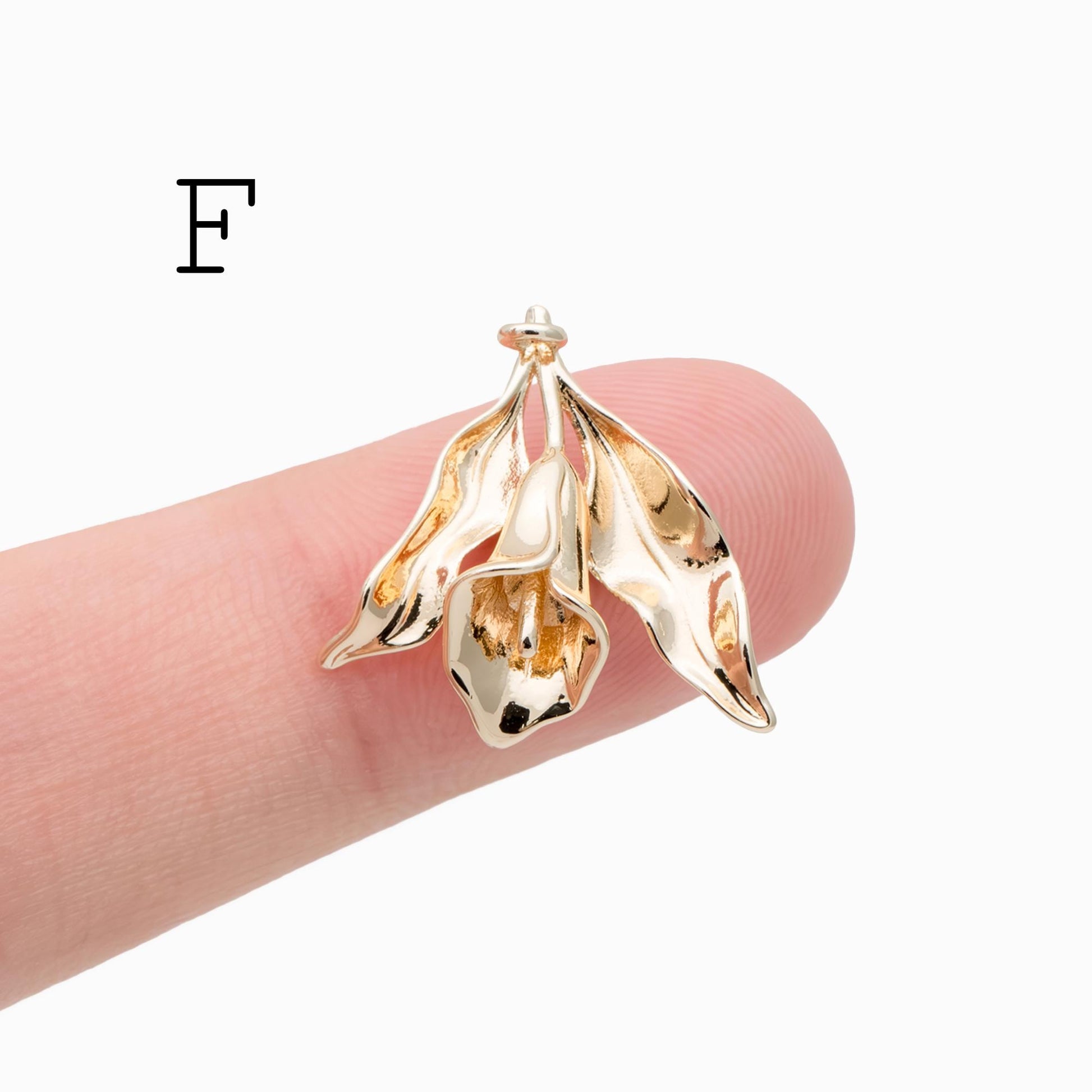 10pcs Gold Leaf Flower Charms , 18K Gold plated Brass, Dainty Earring Pendants (GB-3770)