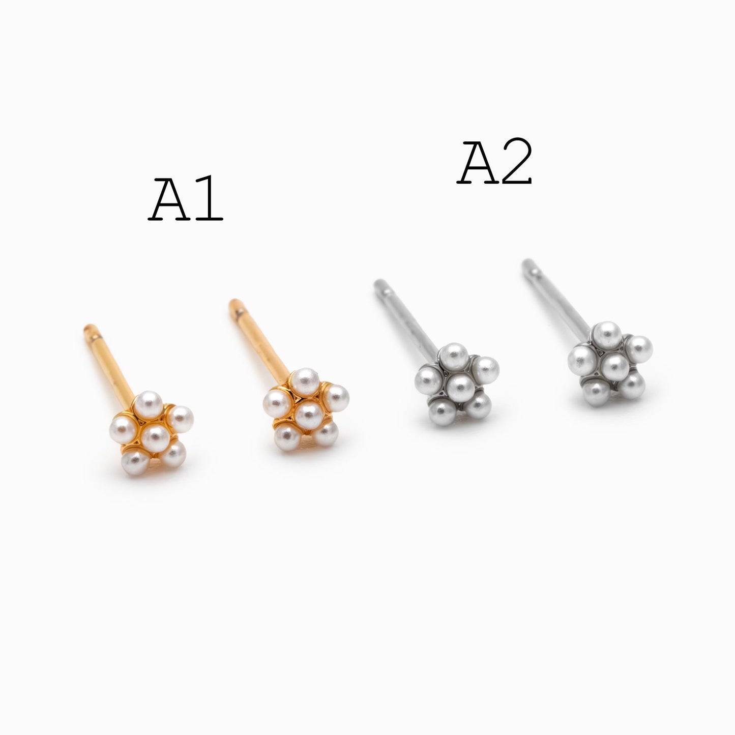 10pcs Gold/ Silver Faux Pearl Earrings, 18K Real Gold/ Rhodium Plated Brass, Dainty Stud Earring (#GB-4681)