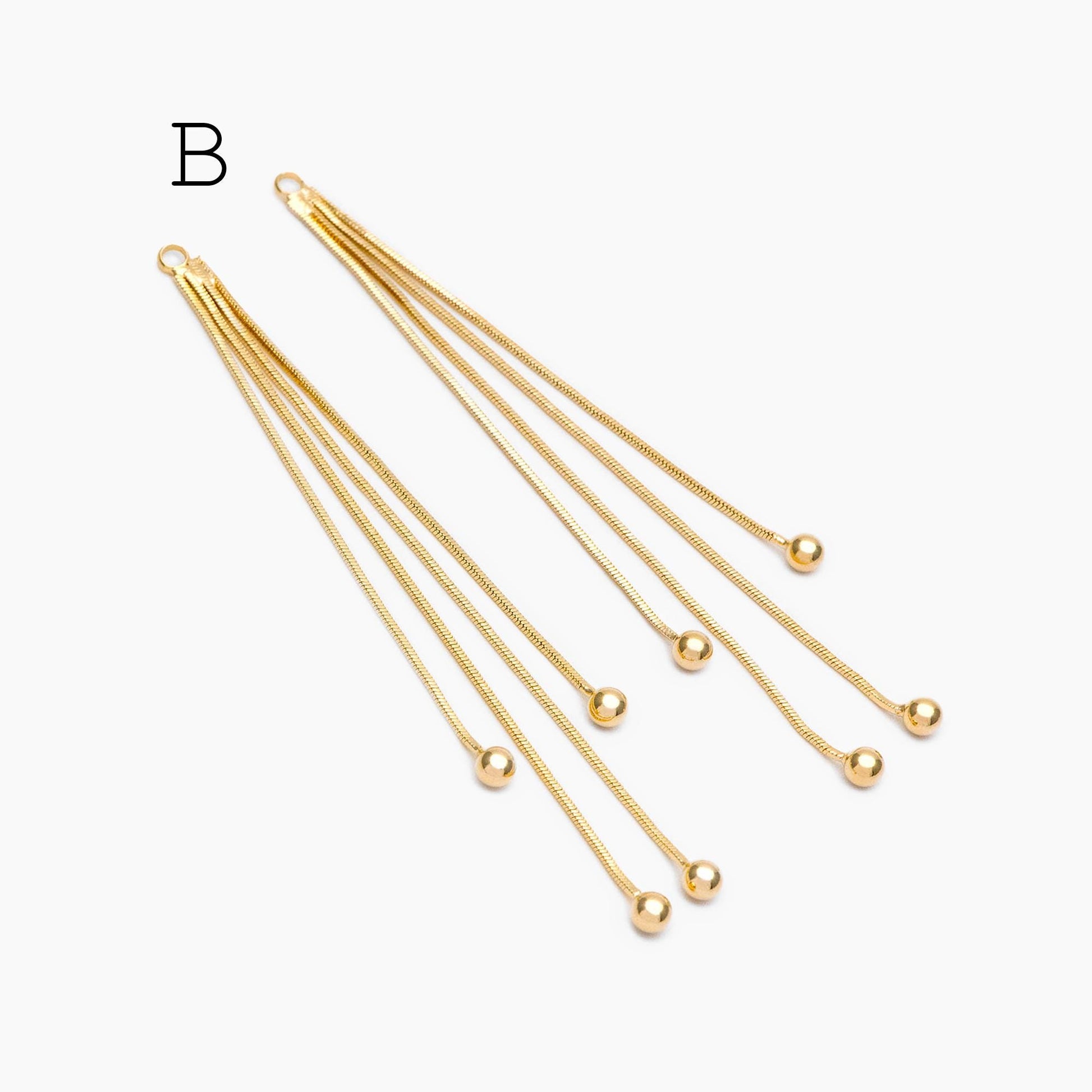 4pcs Chain Tassel Charms, Gold/ Rhodium plated Brass, Tassel Earring Components (GB-3523)