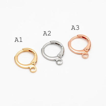 20pcs Minimalist Leverback Ear Hooks, Gold/ Rhodium(silver)/ Rose Gold, Hoop Earring Components, Huggie Ear Wires (GB-475)