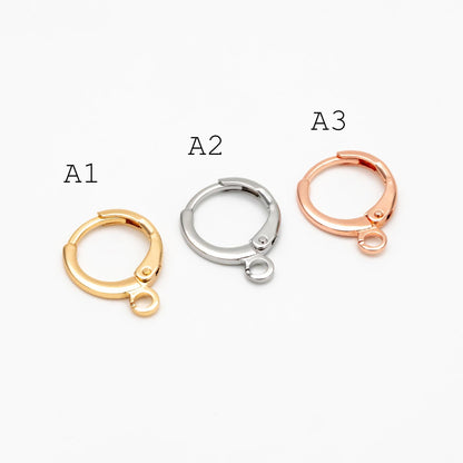 20pcs Minimalist Leverback Ear Hooks, Gold/ Rhodium(silver)/ Rose Gold, Hoop Earring Components, Huggie Ear Wires (GB-475)