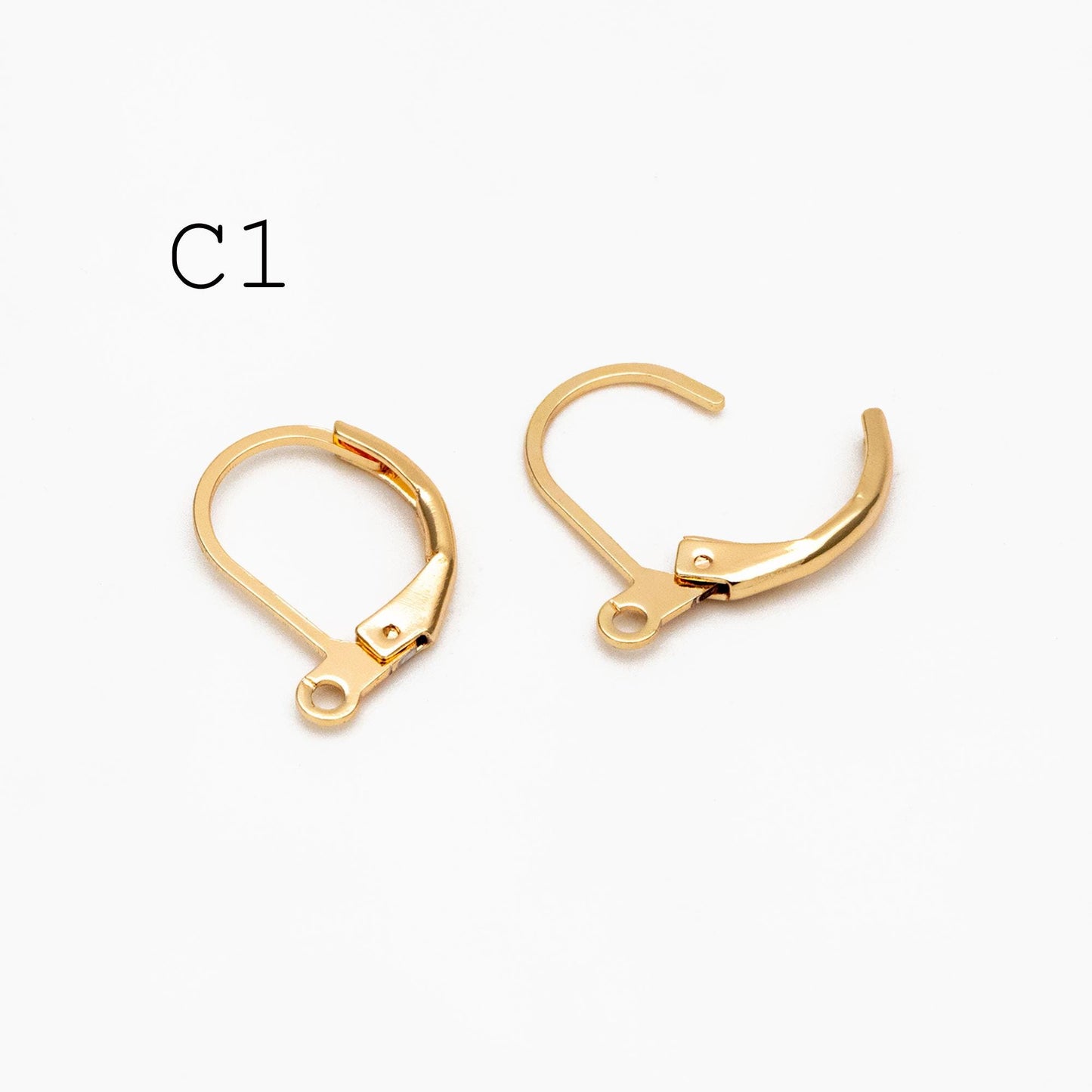 20pcs Minimalist Leverback Ear Hooks, Gold/ Rhodium(silver)/ Rose Gold, Hoop Earring Components, Huggie Ear Wires (GB-475)
