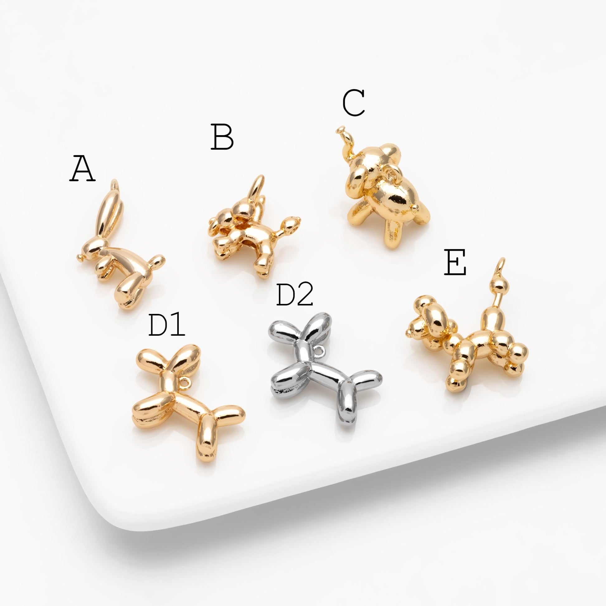 10pcs Gold Balloon Animal Charm, Jewelry Making, Diy Material, Jewelry Supplies (GB-2034)