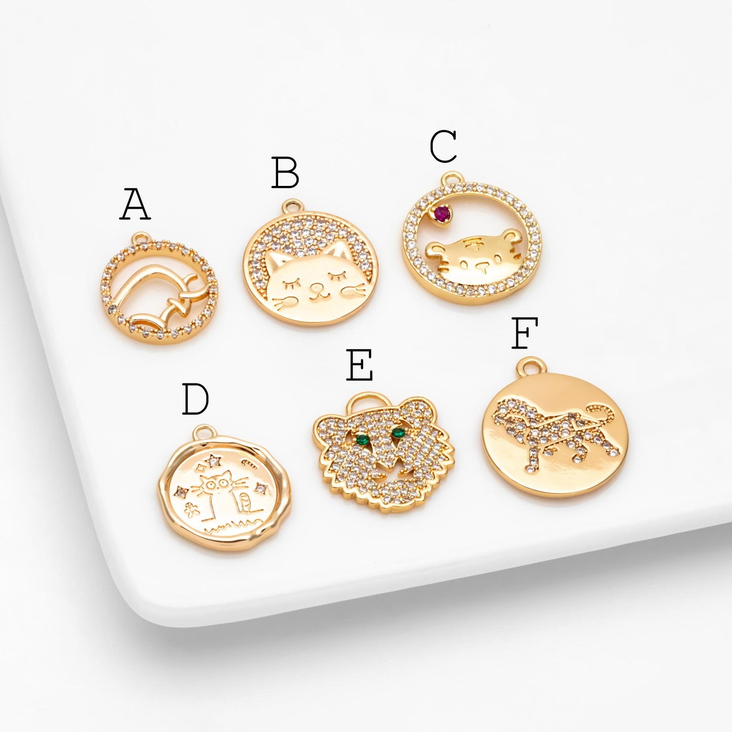 4pcs CZ Pave Gold Animal Charms, Earring Findings, Jewelry Making, Diy Material, Jewelry Supplies (GB-2507)
