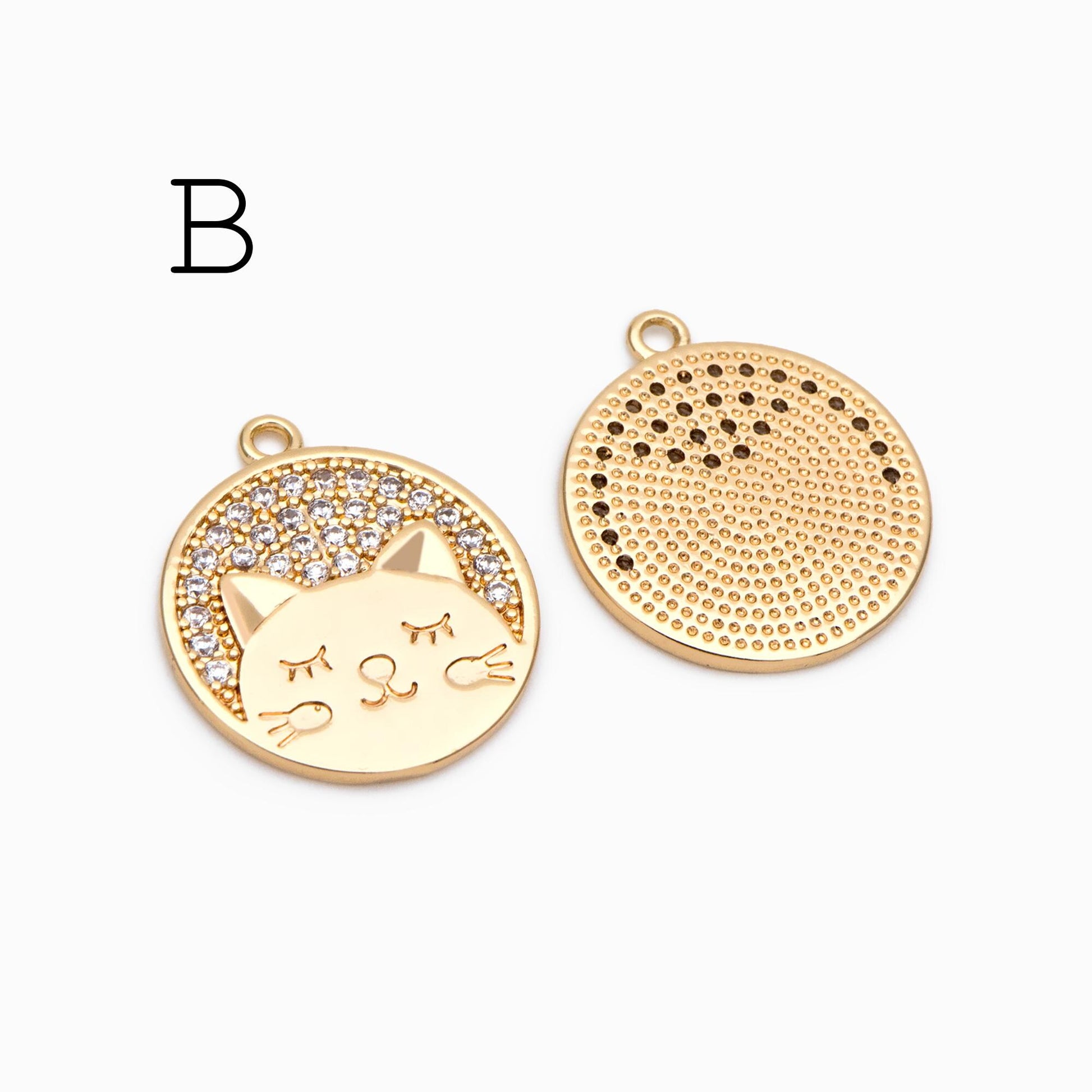 4pcs CZ Pave Gold Animal Charms, Earring Findings, Jewelry Making, Diy Material, Jewelry Supplies (GB-2507)