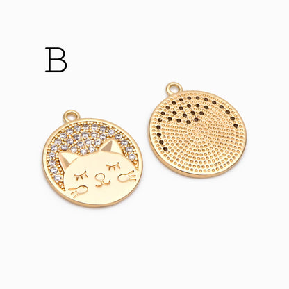 4pcs CZ Pave Gold Animal Charms, Earring Findings, Jewelry Making, Diy Material, Jewelry Supplies (GB-2507)