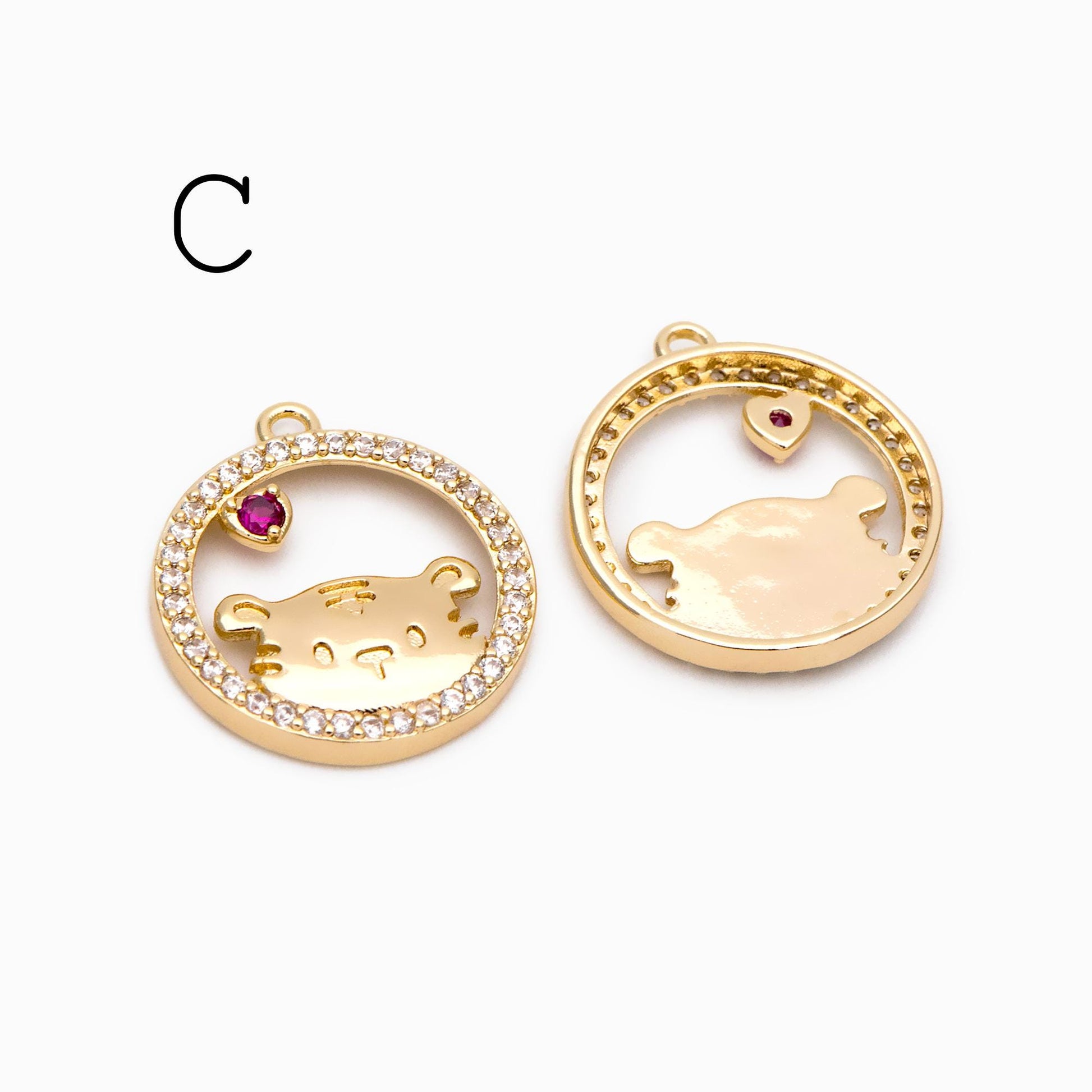 4pcs CZ Pave Gold Animal Charms, Earring Findings, Jewelry Making, Diy Material, Jewelry Supplies (GB-2507)