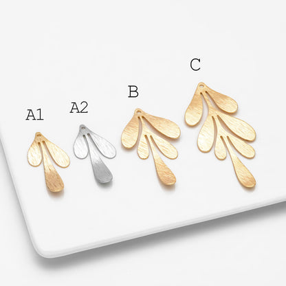 10pcs Brushed Gold/ Silver Leaf Charms , Real Gold/ Rhodium plated Brass, Lead Nickel Free (GB-467)