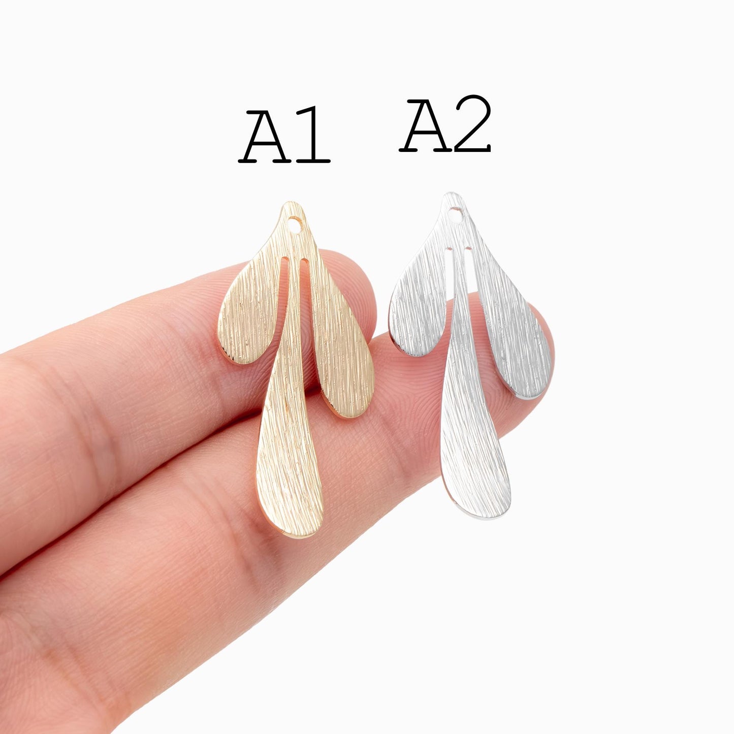 10pcs Brushed Gold/ Silver Leaf Charms , Real Gold/ Rhodium plated Brass, Lead Nickel Free (GB-467)