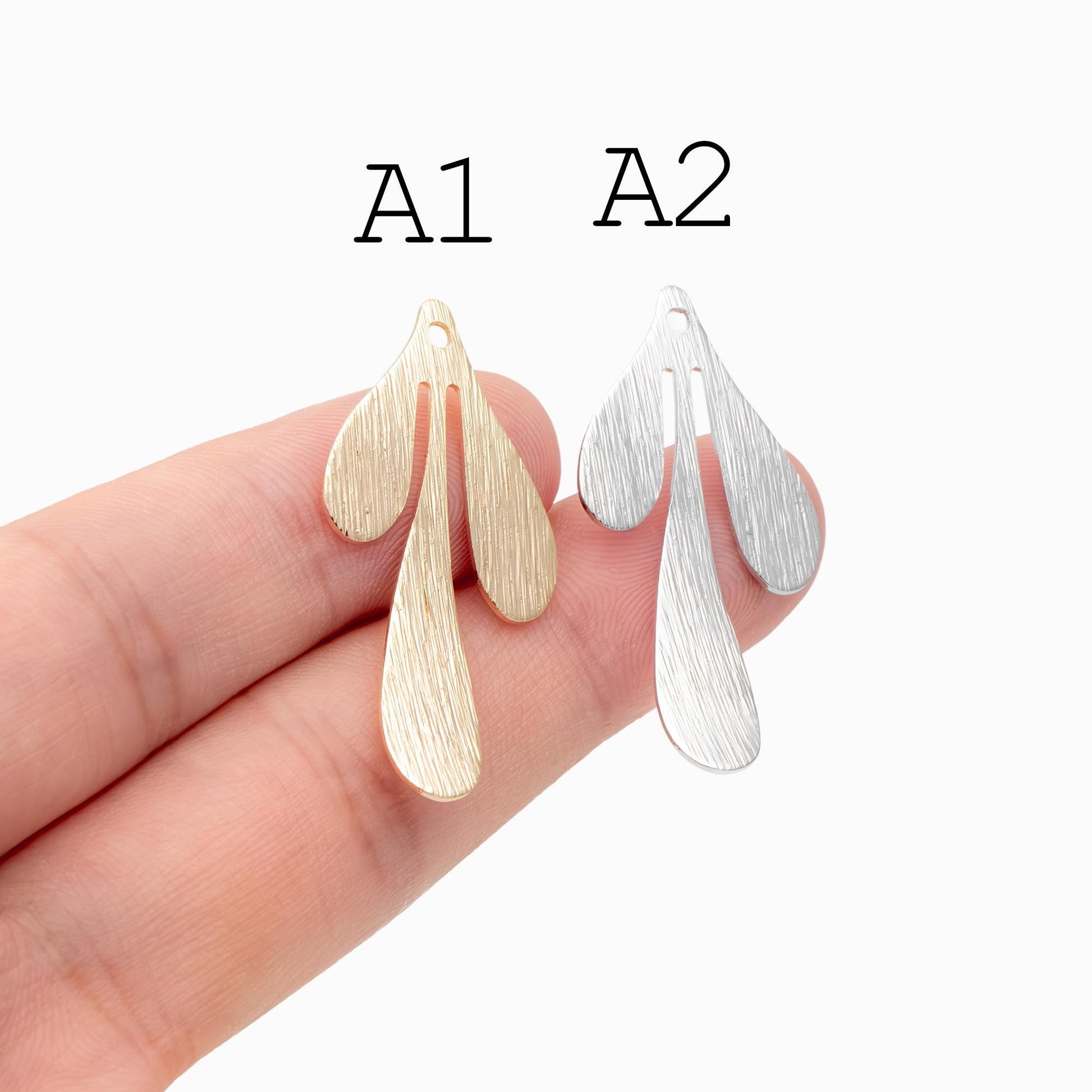 10pcs Brushed Gold/ Silver Leaf Charms , Real Gold/ Rhodium plated Brass, Lead Nickel Free (GB-467)