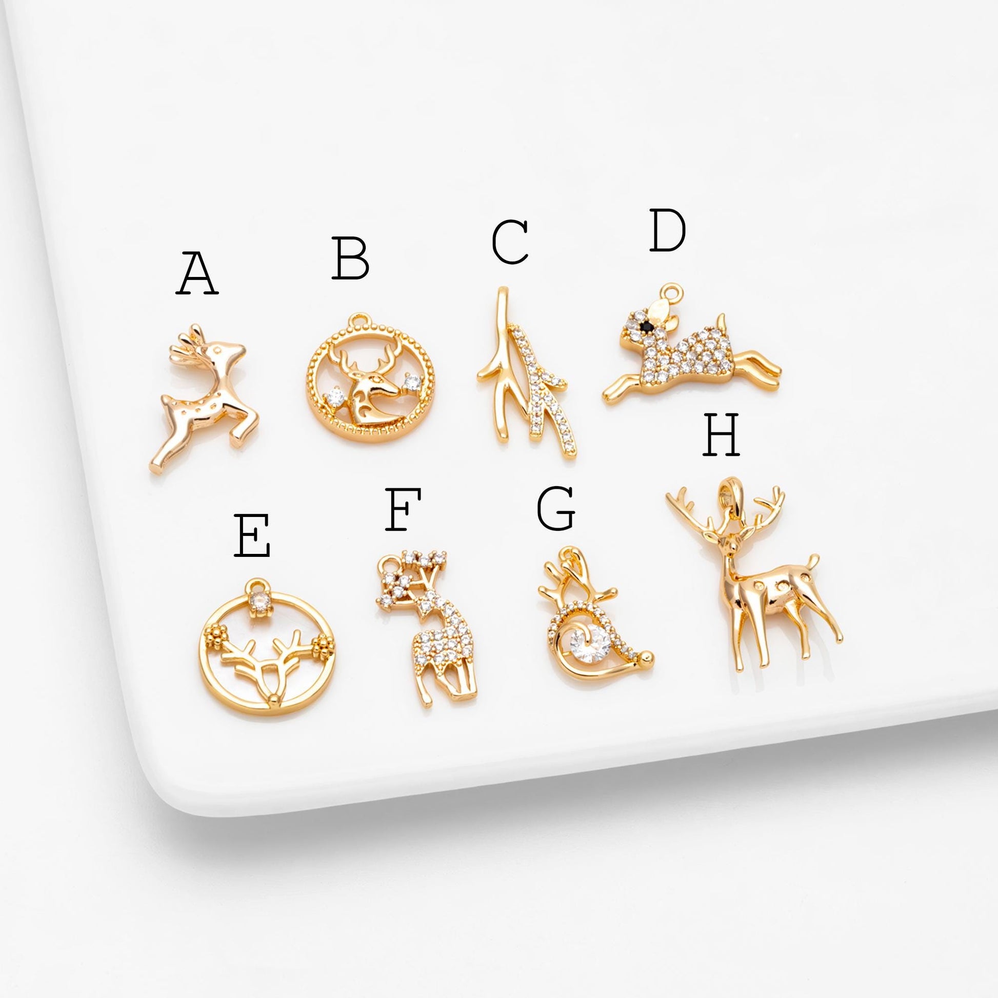 4pcs Gold Elk Deer Horn Charms, Jewelry Making, Diy Material, Jewelry Supplies (GB-2517)