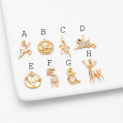 4pcs Gold Elk Deer Horn Charms, Jewelry Making, Diy Material, Jewelry Supplies (GB-2517)