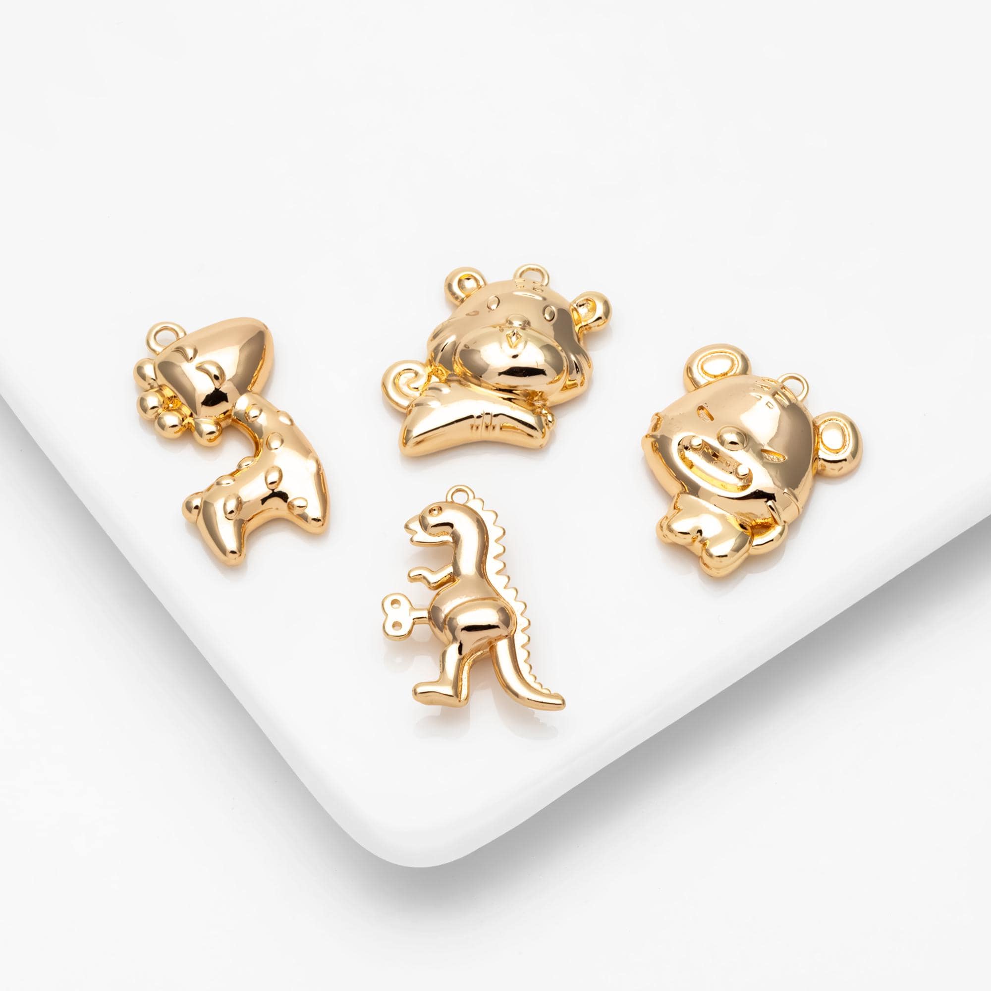 4pcs Gold giraffe / Tiger / Dinosaur Pendant, Jewelry Making, Diy Material, Jewelry Supplies (GB-4086)