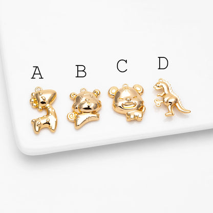 4pcs Gold giraffe / Tiger / Dinosaur Pendant, Jewelry Making, Diy Material, Jewelry Supplies (GB-4086)