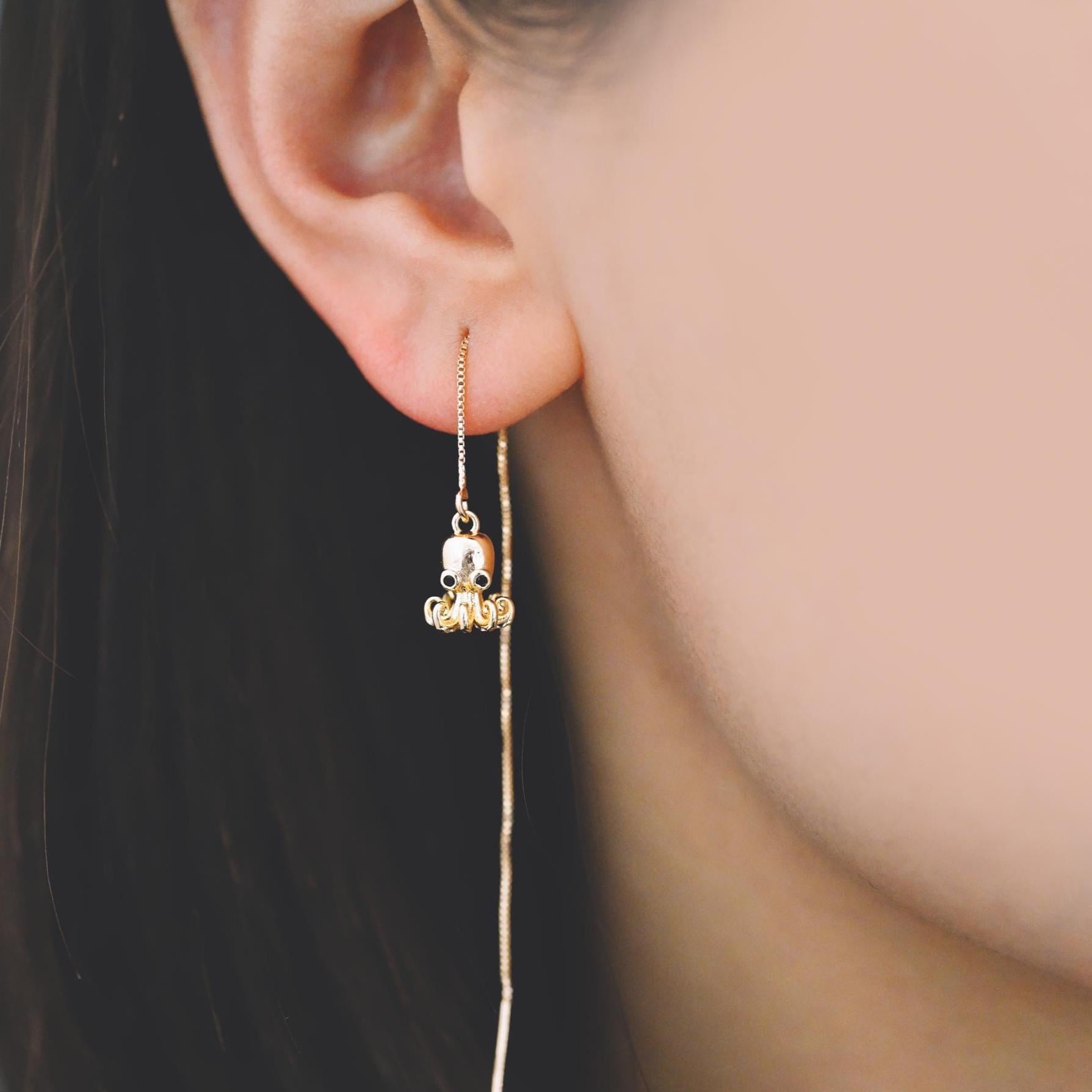 4pcs CZ Pave Gold Octopus Charms, Gold plated Brass, Ocean Animal Charm, Earring Charm, DIY Supplies Wholesale (GB-4288)