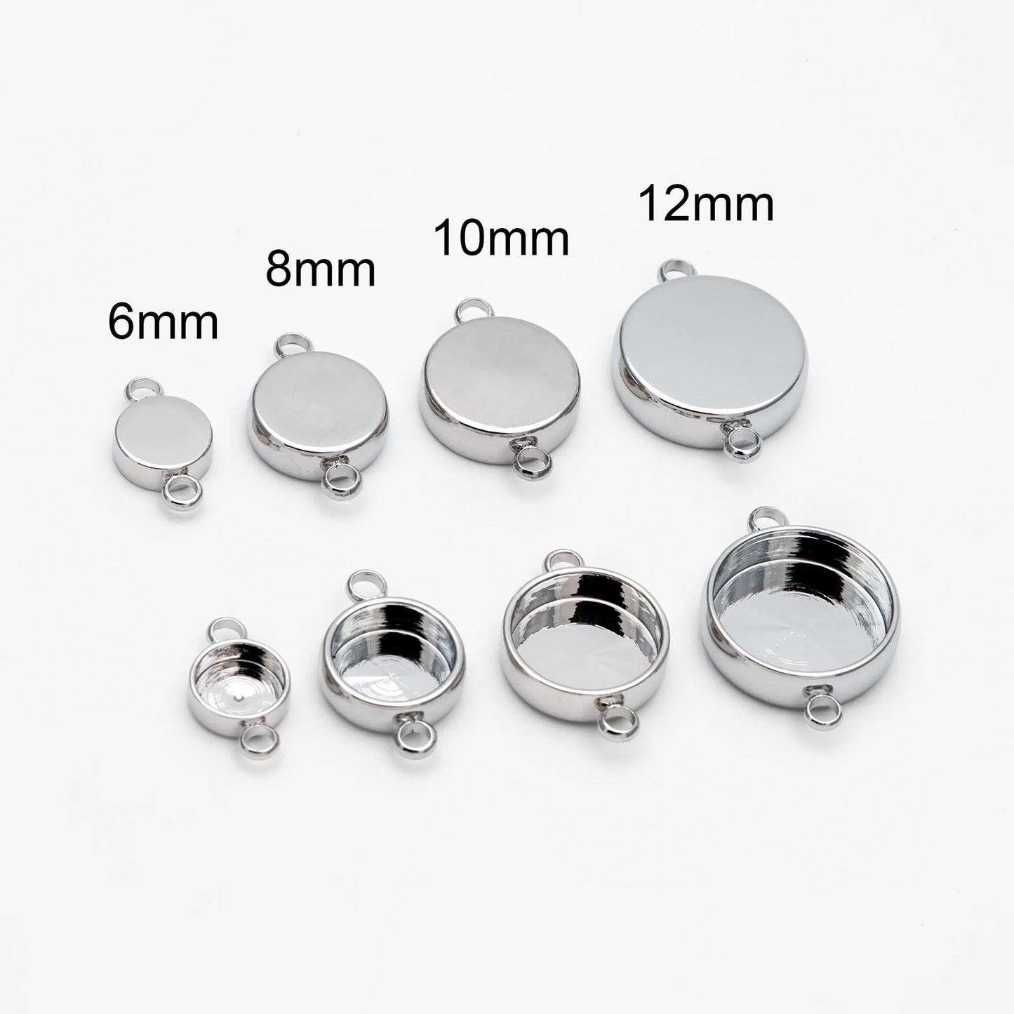 10pcs Gold/ Silver Tone Bezel Setting Connector, Blank Settings , inner 6/8/10/12mm, Gold/ Rhodium Plated Brass Cabochon Setting (GB-1061)