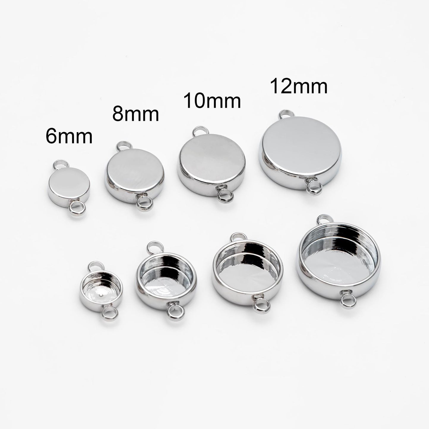 10pcs Gold/ Silver Tone Bezel Setting Connector, Blank Settings , inner 6/8/10/12mm, Gold/ Rhodium Plated Brass Cabochon Setting (GB-1061)