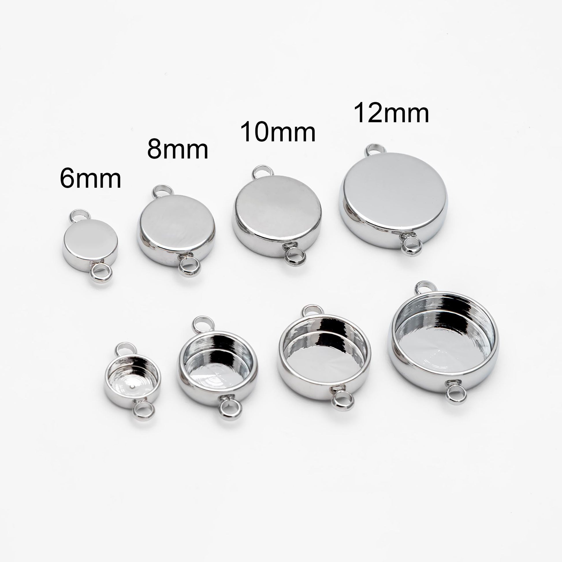 10pcs Gold/ Silver Tone Bezel Setting Connector, Blank Settings , inner 6/8/10/12mm, Gold/ Rhodium Plated Brass Cabochon Setting (GB-1061)