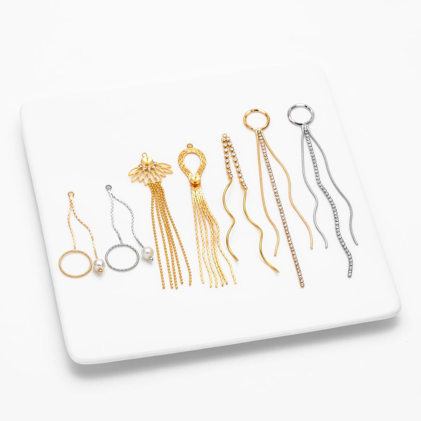 4pcs Chain Tassel Charms, Gold plated Brass, Tassel Earring Components (GB-1277)