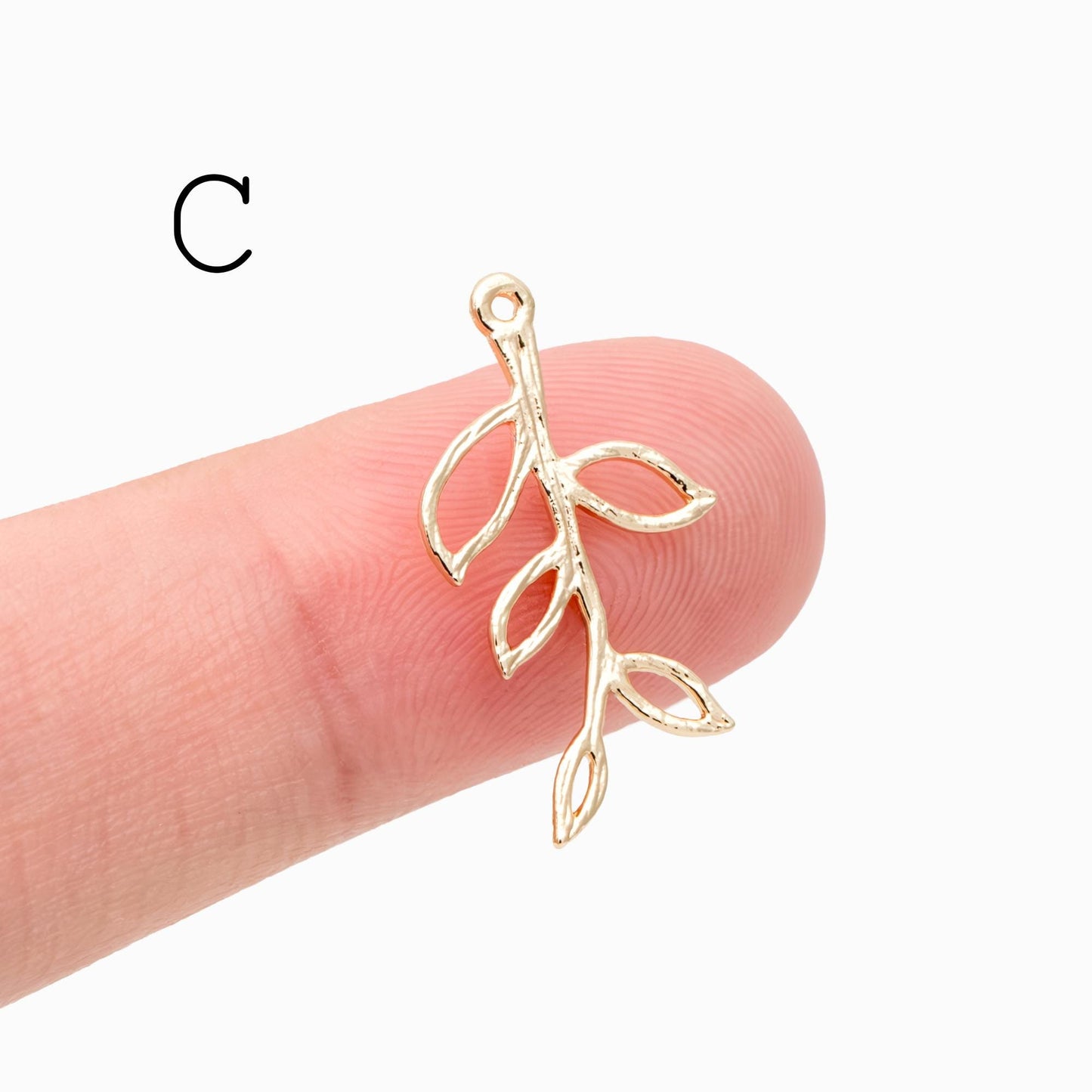 10pcs Gold Leaf Flower Charms, 18K Gold plated Brass, Dainty Earring Pendants (GB-120)