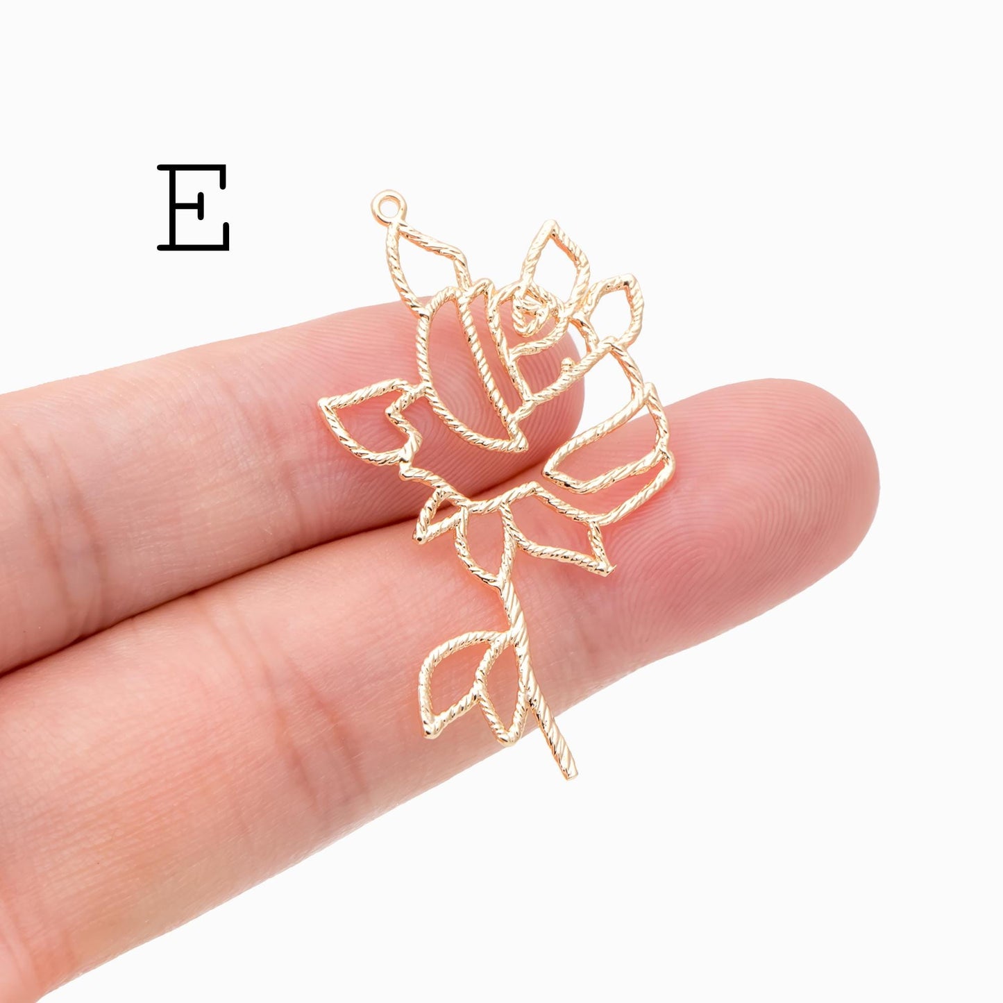 10pcs Gold Leaf Flower Charms, 18K Gold plated Brass, Dainty Earring Pendants (GB-120)