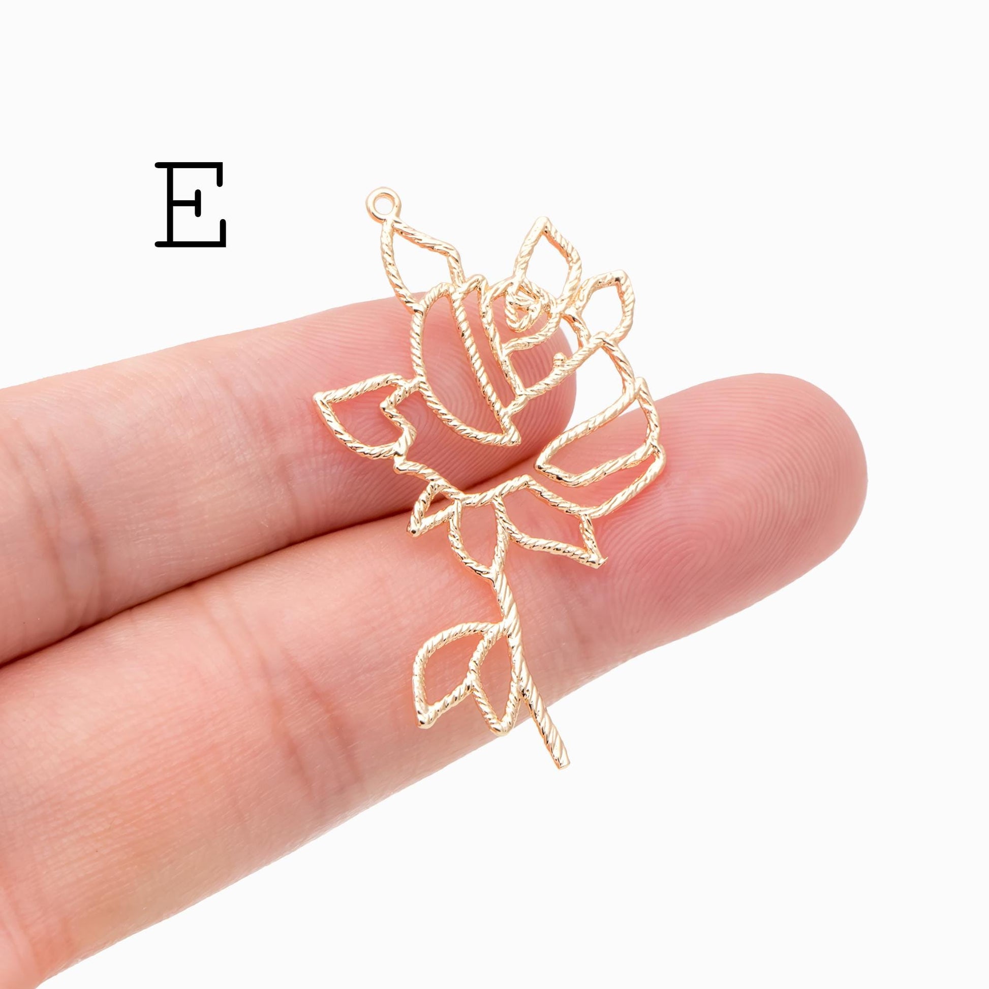 10pcs Gold Leaf Flower Charms, 18K Gold plated Brass, Dainty Earring Pendants (GB-120)