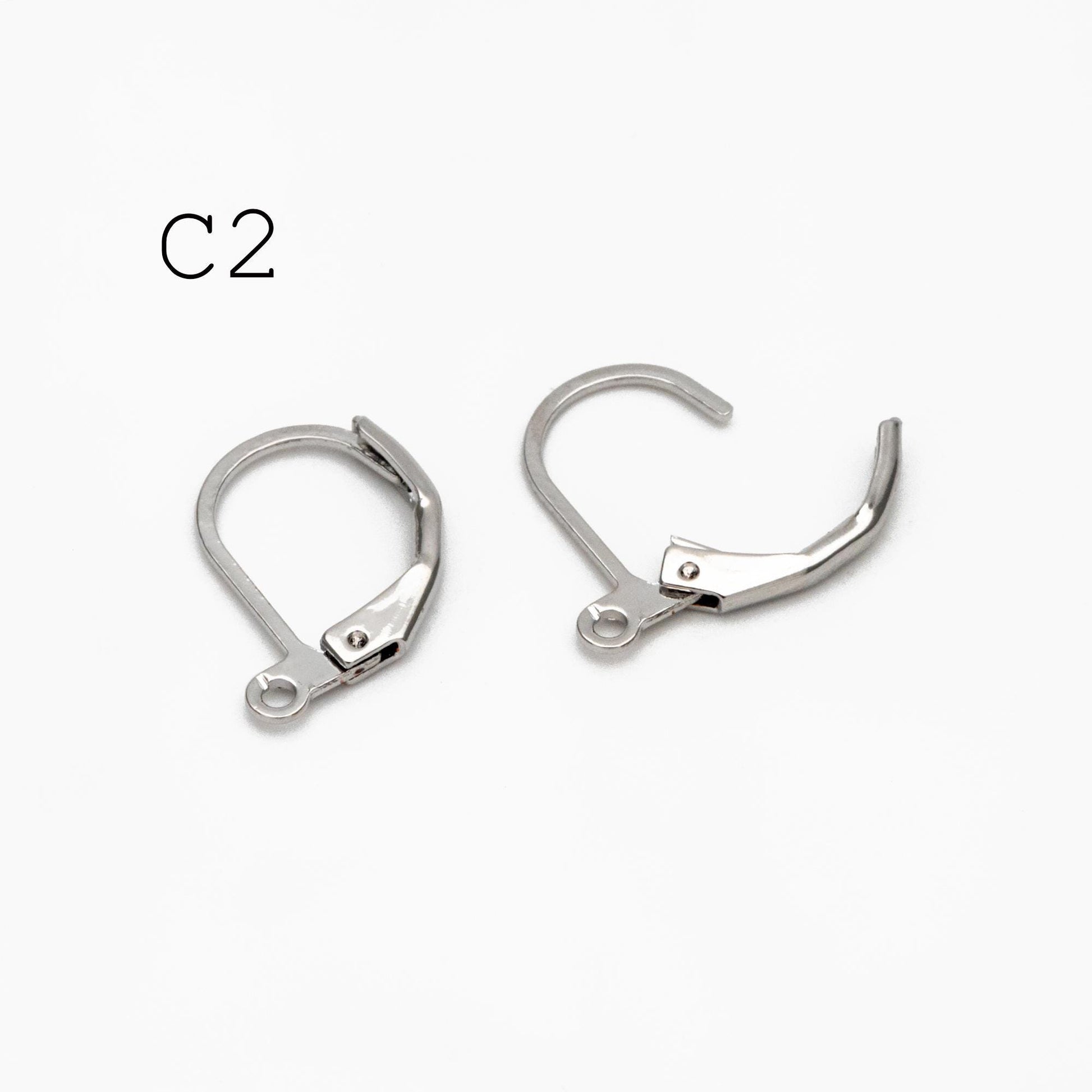 20pcs Minimalist Leverback Ear Hooks, Gold/ Rhodium(silver)/ Rose Gold, Hoop Earring Components, Huggie Ear Wires (GB-475)