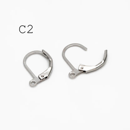 20pcs Minimalist Leverback Ear Hooks, Gold/ Rhodium(silver)/ Rose Gold, Hoop Earring Components, Huggie Ear Wires (GB-475)