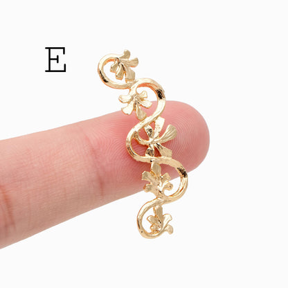 10pcs Gold Tree Leaf Flower Connectors, Gold Plated Brass, Branch Charms, Lead Nickel Free (GB-1010)