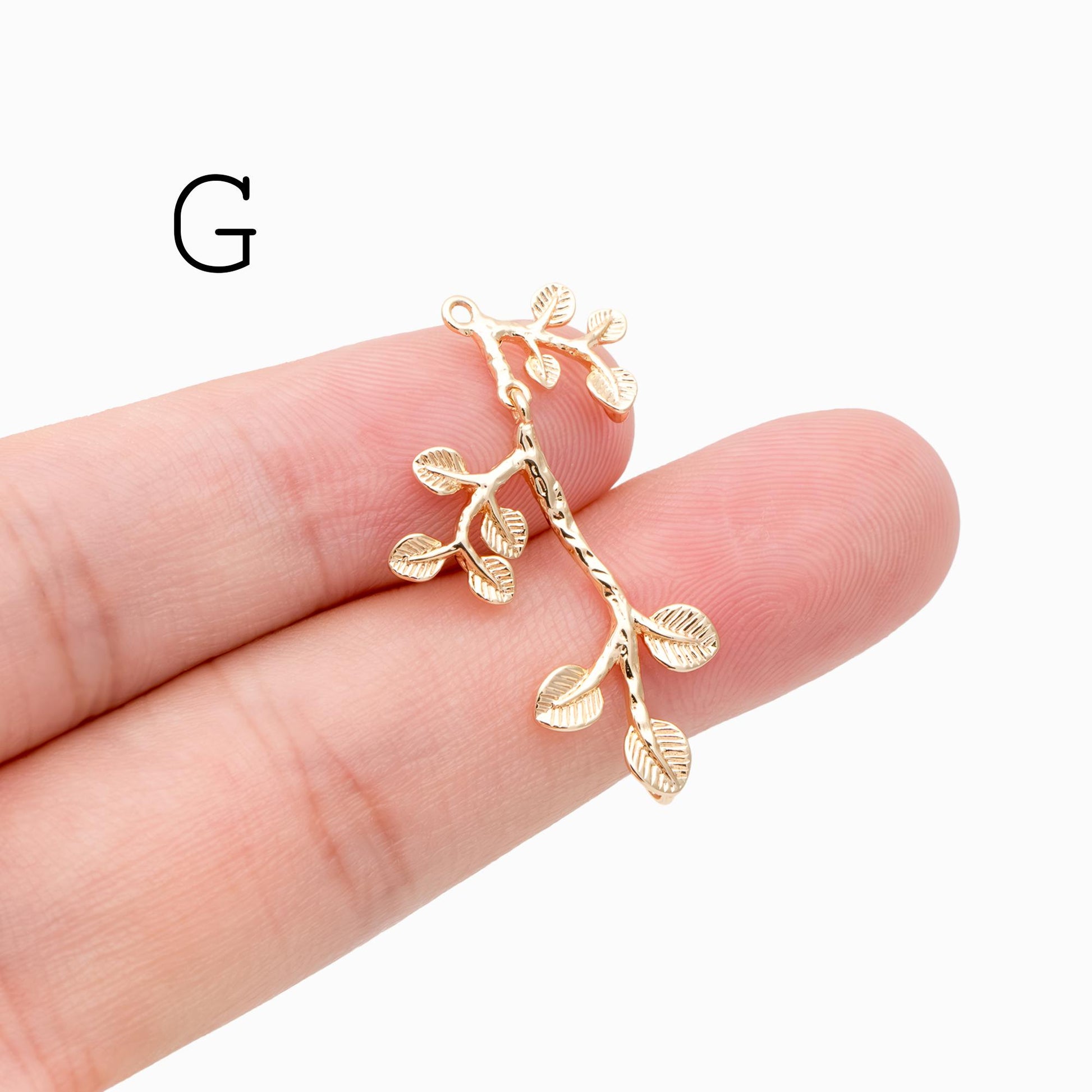 10pcs Gold Tree Leaf Flower Connectors, Gold Plated Brass, Branch Charms, Lead Nickel Free (GB-1010)