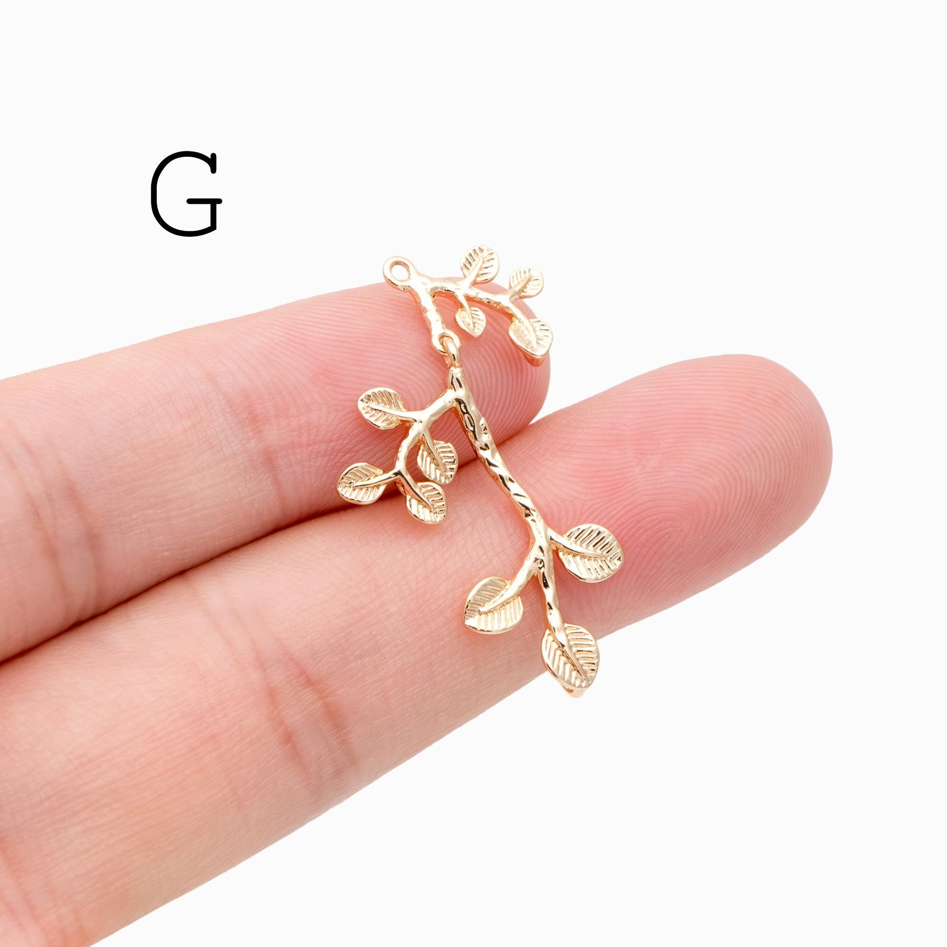10pcs Gold Tree Leaf Flower Connectors, Gold Plated Brass, Branch Charms, Lead Nickel Free (GB-1010)