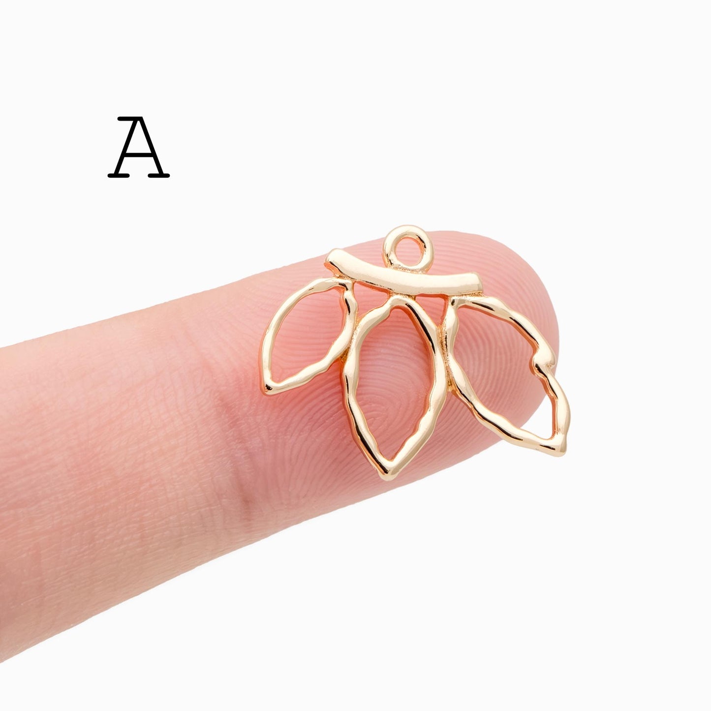 10pcs Gold Leaf Flower Charms , 18K Gold plated Brass, Dainty Earring Pendants (GB-3770)