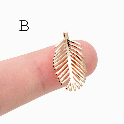 10pcs Gold Leaf Flower Charms , 18K Gold plated Brass, Dainty Earring Pendants (GB-3770)