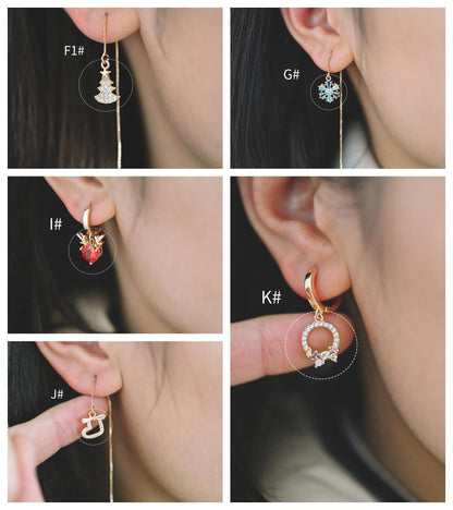 4pcs CZ Pave Christmas Charms: 18K Gold Plated Brass, DIY Jewelry Making, (GB-713)